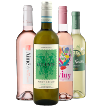 Witty vinho verde rosé, Aime by Aime roquesante rosé, Volunte pinot grigio of Pata Negra verdejo